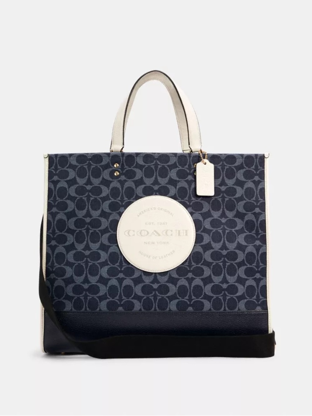 NWT Coach Dempsey Tote Bag 40 In Signature Blue Denim With Coach Patch